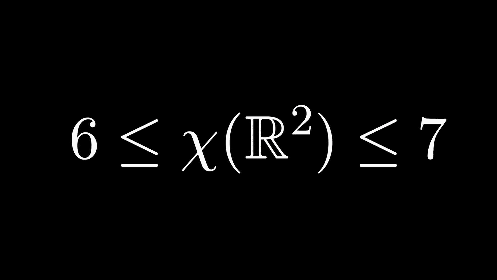 The equation 6 less than or equal to chi of R squared less than or equal to 7, typeset in white on black.